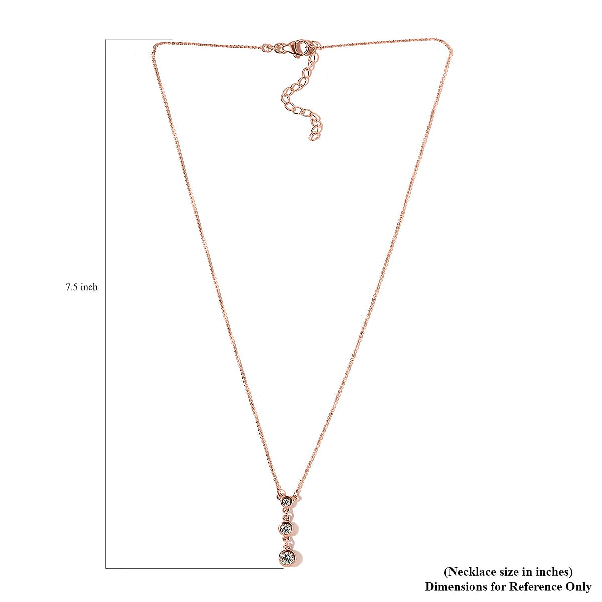 Moissanite 0.75 ctw Necklace, Trilogy Necklace, Three Stone Necklace, Sterling Silver Necklace, 18-20 Inches Necklace image number 7