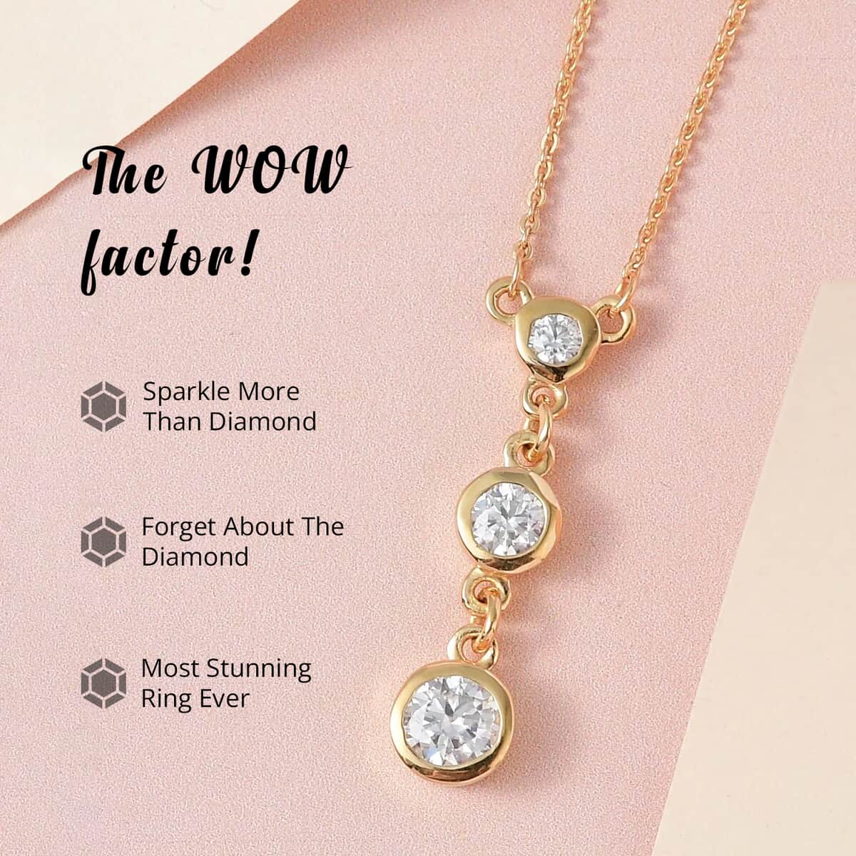 Mother’s Day Gift Moissanite Necklace, Trilogy Necklace, Three Stone Necklace, Sterling Silver Necklace, 18-20 Inches Necklace 0.75 ctw image number 1