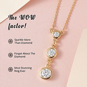 Moissanite 0.75 ctw Necklace, Trilogy Necklace, Three Stone Necklace, Sterling Silver Necklace, 18-20 Inches Necklace