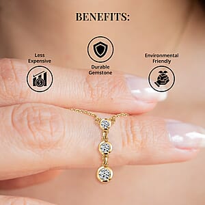 Moissanite 0.75 ctw Necklace, Trilogy Necklace, Three Stone Necklace, Sterling Silver Necklace, 18-20 Inches Necklace