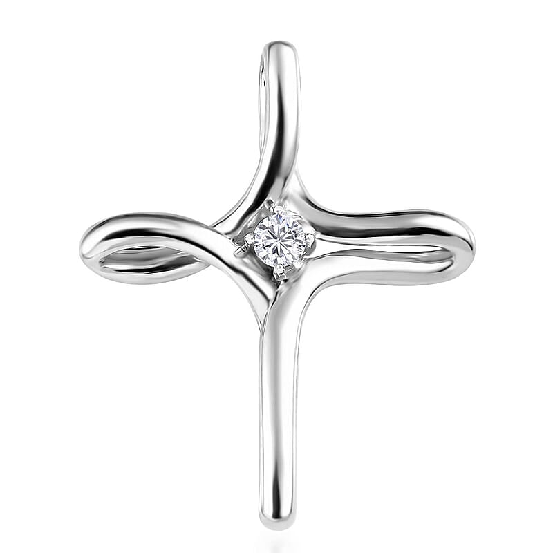 Moissanite 0.25 ctw Cross Pendant in Platinum Over Sterling Silver