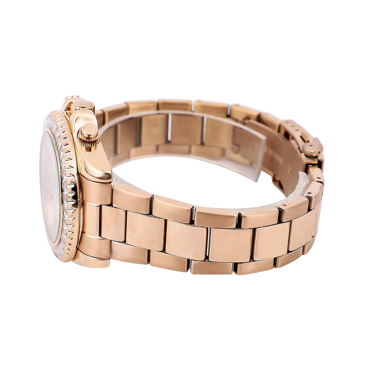 Genoa Finest CZ Multi-Function Movement Watch, ION Plated Rose Gold Stainless Steel Watch, Formal Bracelet Watch, Best Everyday Luxury Minimal Women's Watch, Analogue Watches 38mm 5.75 ctw
