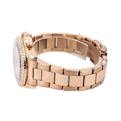 Genoa Finest CZ Multi-Function Movement Watch, ION Plated Rose Gold Stainless Steel Watch, Formal Bracelet Watch, Best Everyday Luxury Minimal Women's Watch, Analogue Watches 38mm 5.75 ctw