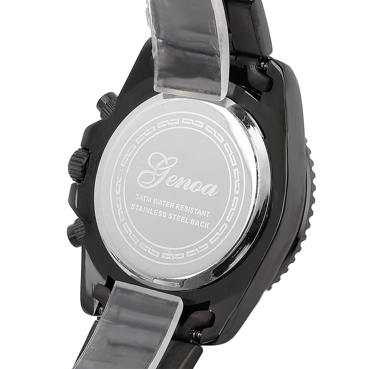 Genoa Finest Pink CZ Multi-Function Movement Watch, ION Plated Black Stainless Steel Watch, Formal Bracelet Watch, Best Everyday Luxury Minimal Women's Watch, Analogue Watches 38mm 5.75 ctw image number 5