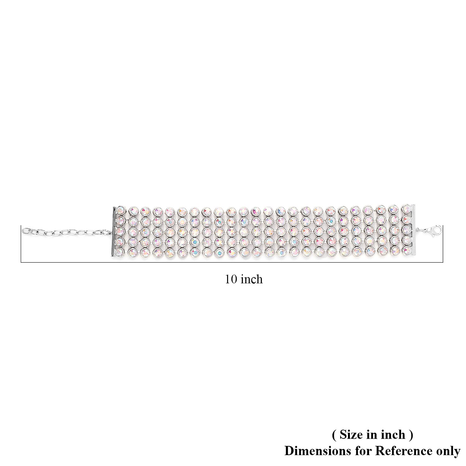 White Aurora Borealis Austrian Crystal Carpet Bracelet in Silvertone (7.50 In)