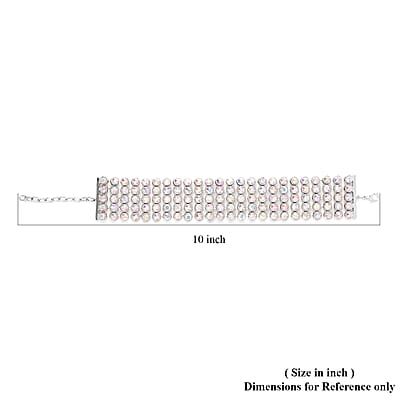 White Aurora Borealis Austrian Crystal Carpet Bracelet in Silvertone (7.50 In)