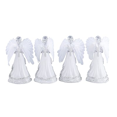 Set of 4 Angle Holding Harp, Reading the Bible, Gesture of Prayer and Blowing Trumpet with Multi Color Changing Light