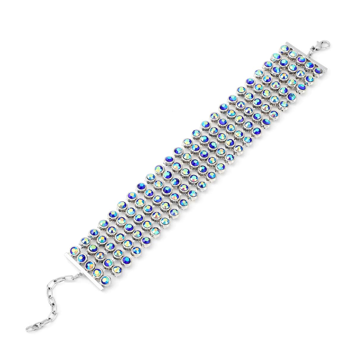 Blue Magic Austrian Crystal Carpet Bracelet (7.50 In) in Silvertone image number 2