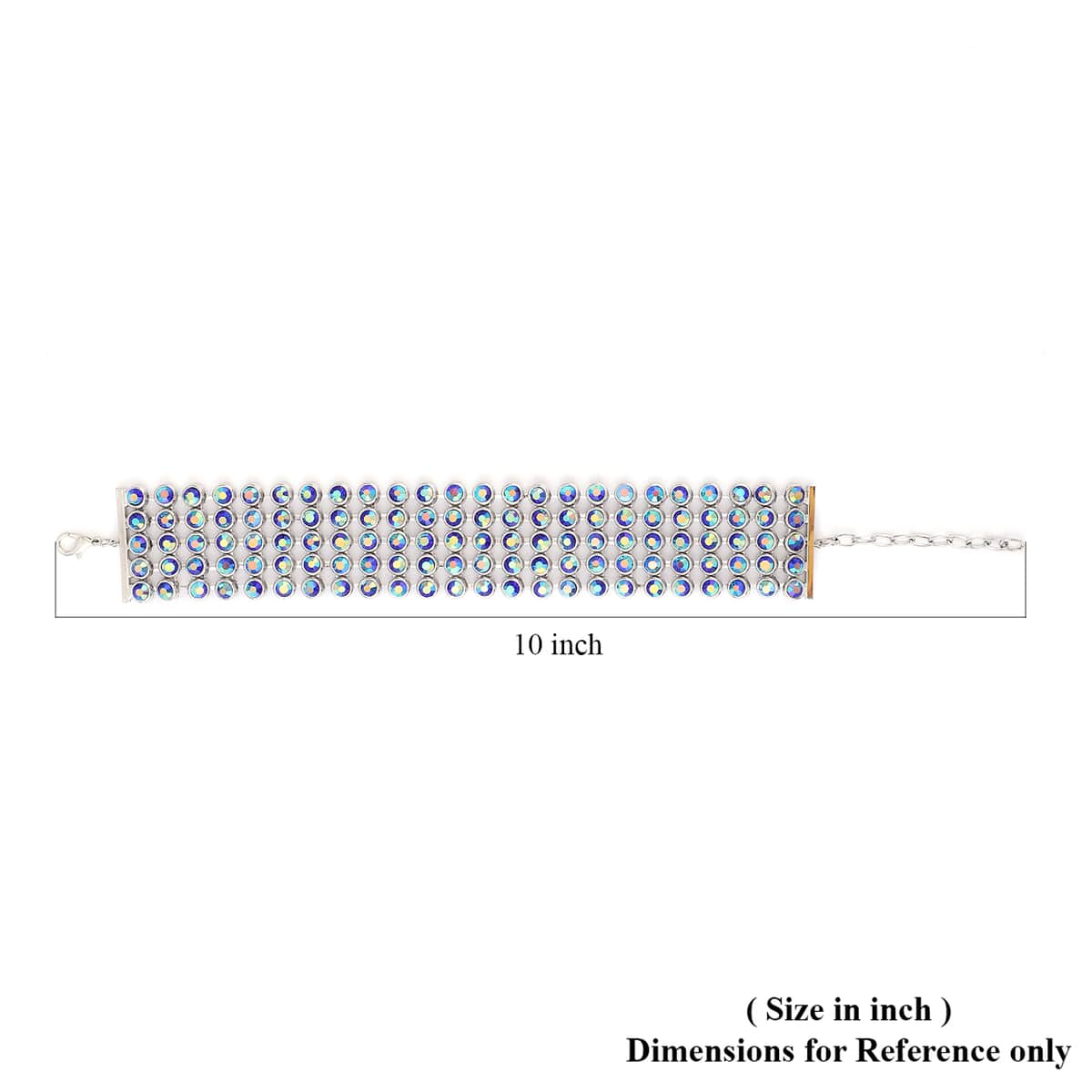 Blue Magic Austrian Crystal Carpet Bracelet (7.50 In) in Silvertone image number 6