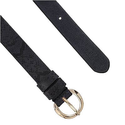 Passage Black Genuine Leather Snake Foil Print Women's Belt - S/M