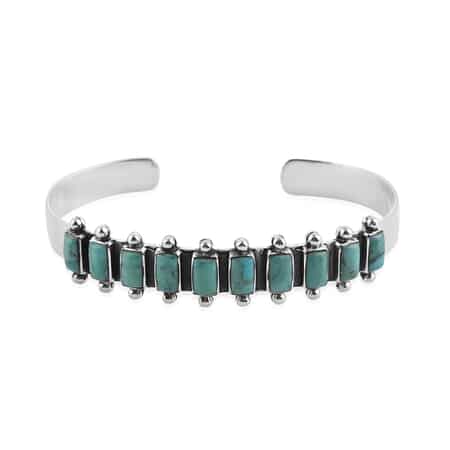 Santa Fe Style Turquoise Cuff Bracelet in Sterling Silver (6.50 In) 15.80 Grams 25.00 ctw image number 0