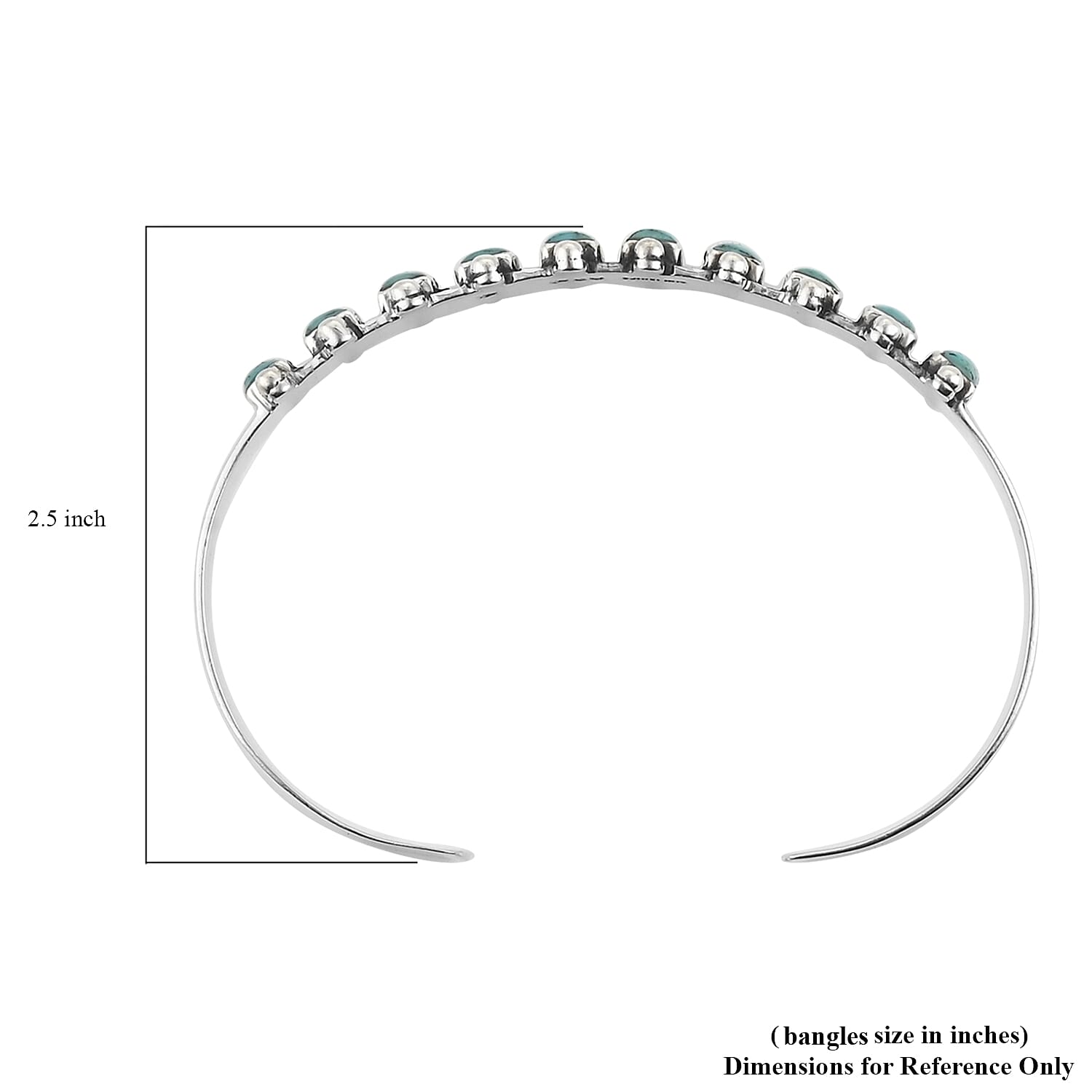 Santa Fe Style Turquoise Cuff Bracelet in Sterling Silver (6.50 In) 15.80 Grams 25.00 ctw