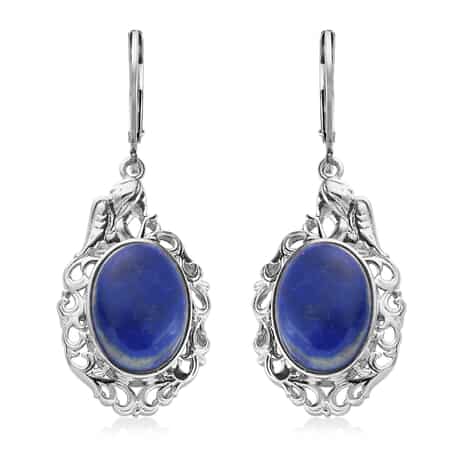 Lapis Lazuli Earrings in Platinum Over Copper With Magnet and Stainless Steel 13.65 ctw image number 0