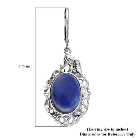 Lapis Lazuli Earrings in Platinum Over Copper With Magnet and Stainless Steel 13.65 ctw image number 4