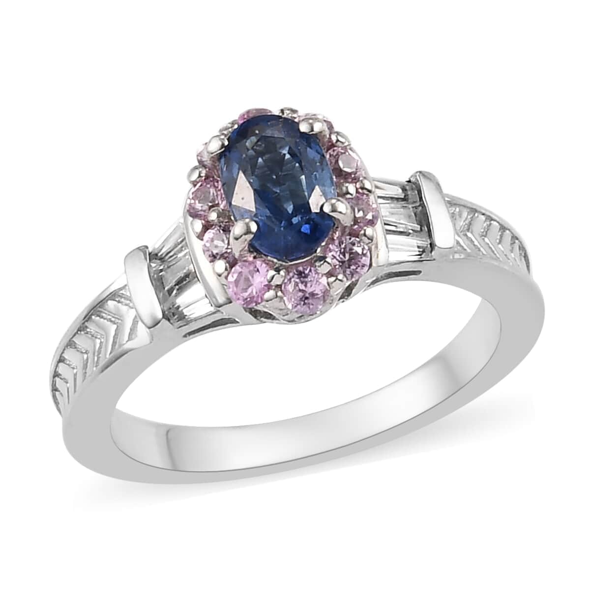 Ceylon Blue Sapphire and Multi Gemstone Ring in Platinum Over Sterling Silver (Size 8.0) 1.35 ctw image number 0