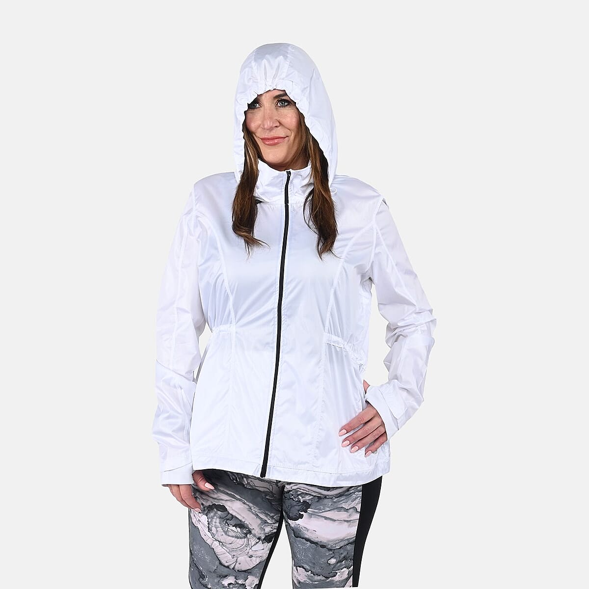 LAYER 8 White Windbreaker with Black Zipper image number 3