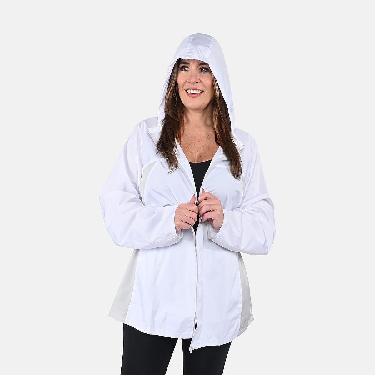 Layer 8 White Winterbreaker with Grey Zipper- 3X image number 3