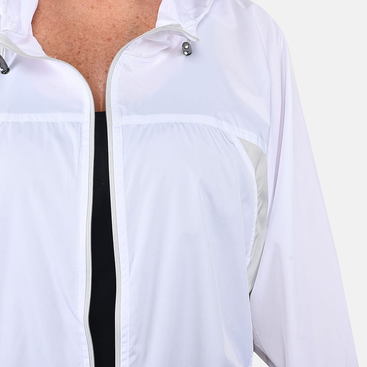 Layer 8 White Winterbreaker with Grey Zipper- 3X image number 4