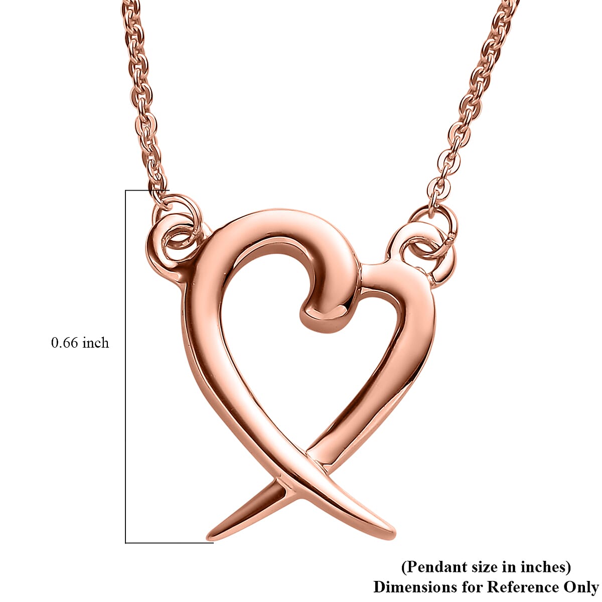 Heart Necklace , Vermeil Rose Gold Over Sterling Silver Necklace,Heart And X Necklace , 18 Inch Necklace 3.30 Grams image number 5