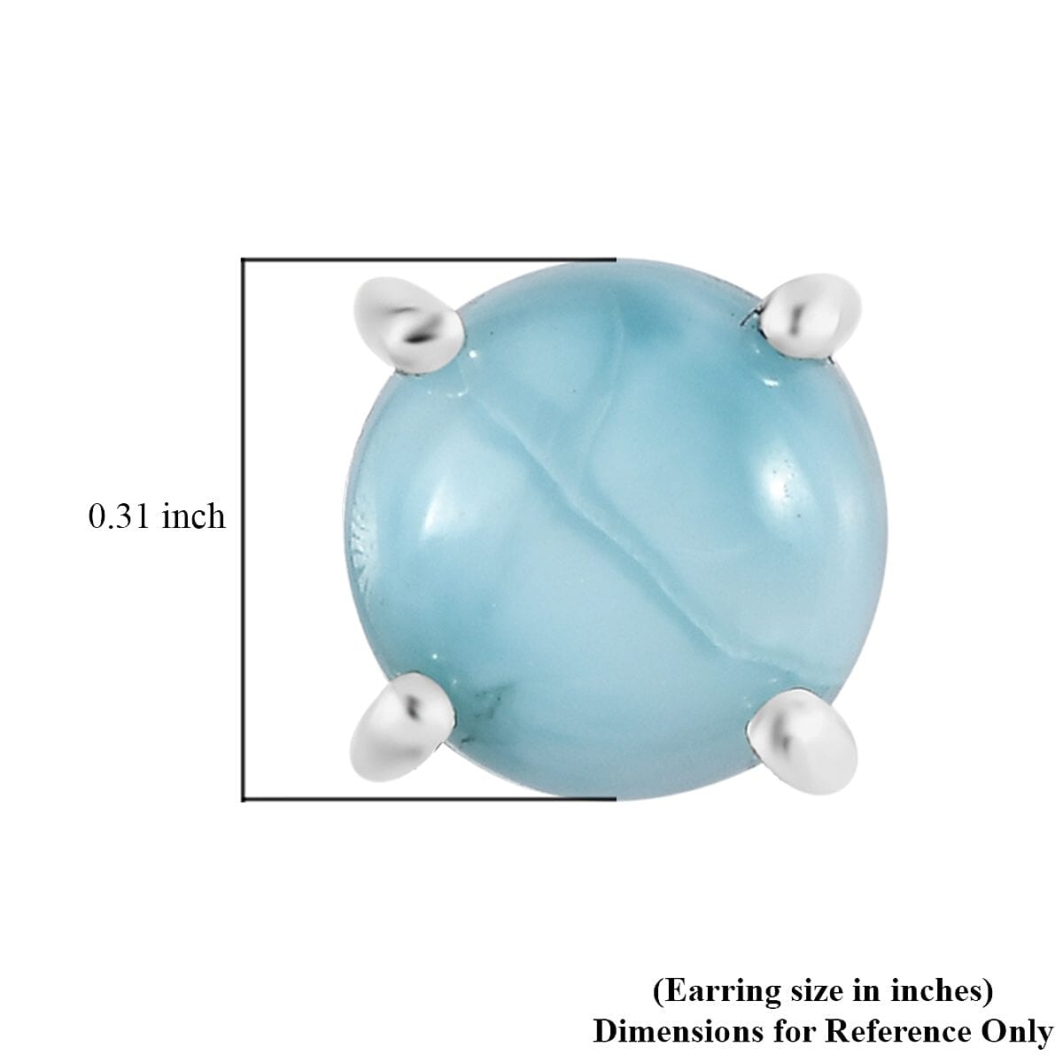 Larimar Solitaire Stud Earrings in Platinum Over Sterling Silver 3.35 ctw image number 4