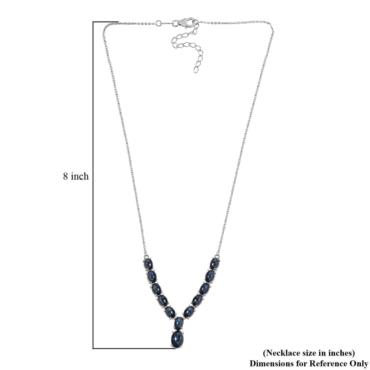 Blue Star Sapphire Necklace, Platinum Sterling Silver Necklace, 18 Inch Necklace 18.15 ctw image number 5