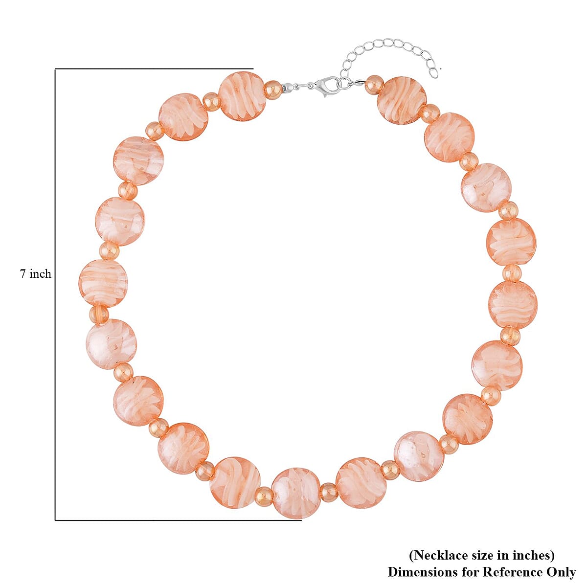 Pink and Champagne Glass Beaded Necklace 20-22 Inches in Silvertone image number 4