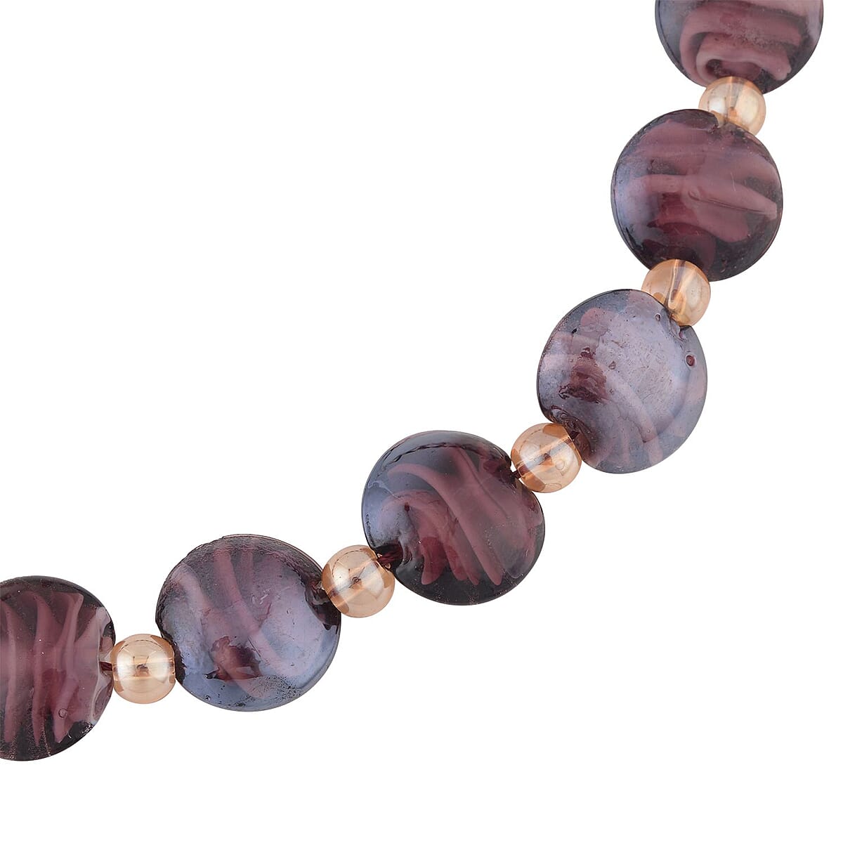 Purple and Champagne Glass Beaded Necklace 20-22 Inches in Silvertone image number 2