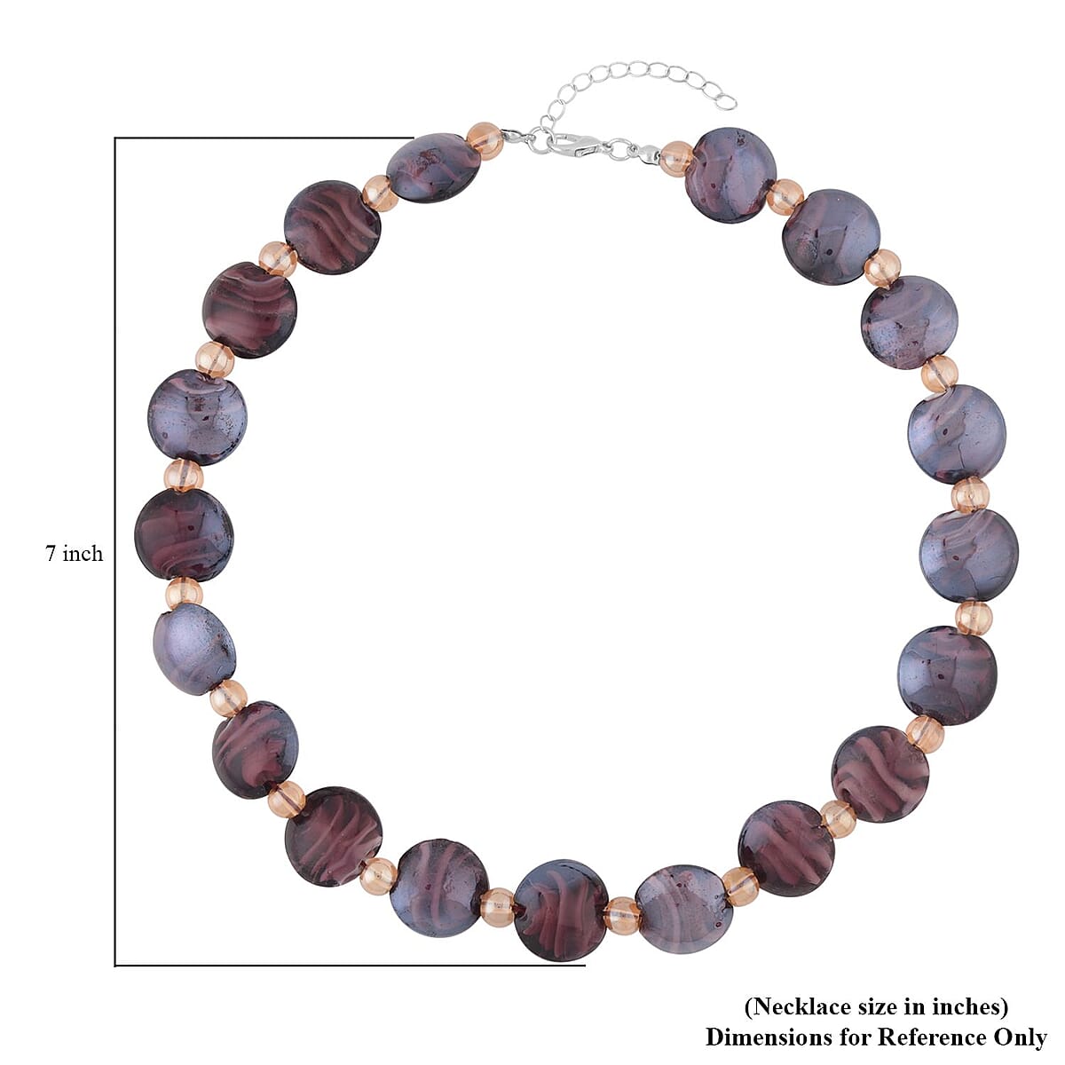 Purple and Champagne Glass Beaded Necklace 20-22 Inches in Silvertone image number 4