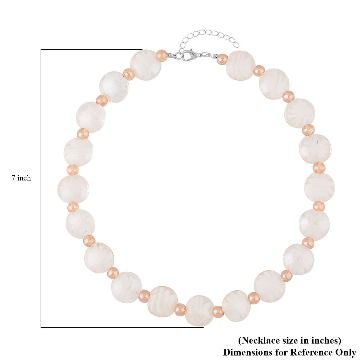 White and Champagne Glass Beaded Necklace 20-22 Inches in Silvertone image number 4
