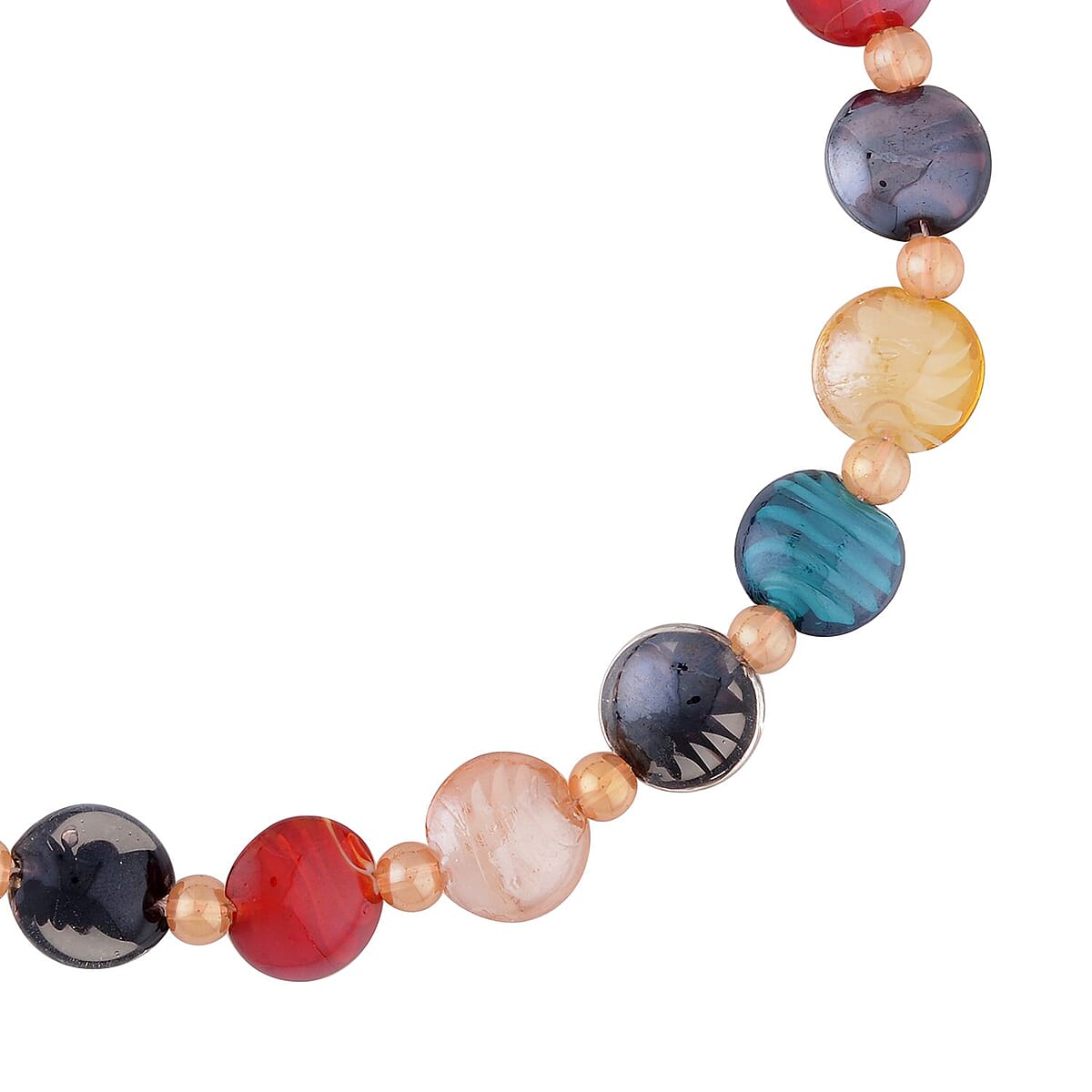 Multi Color with Champagne Glass Beaded Necklace 20-22 Inches in Silvertone image number 2