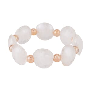 White Color Murano Style and Champagne Glass Beaded Stretch Bracelet