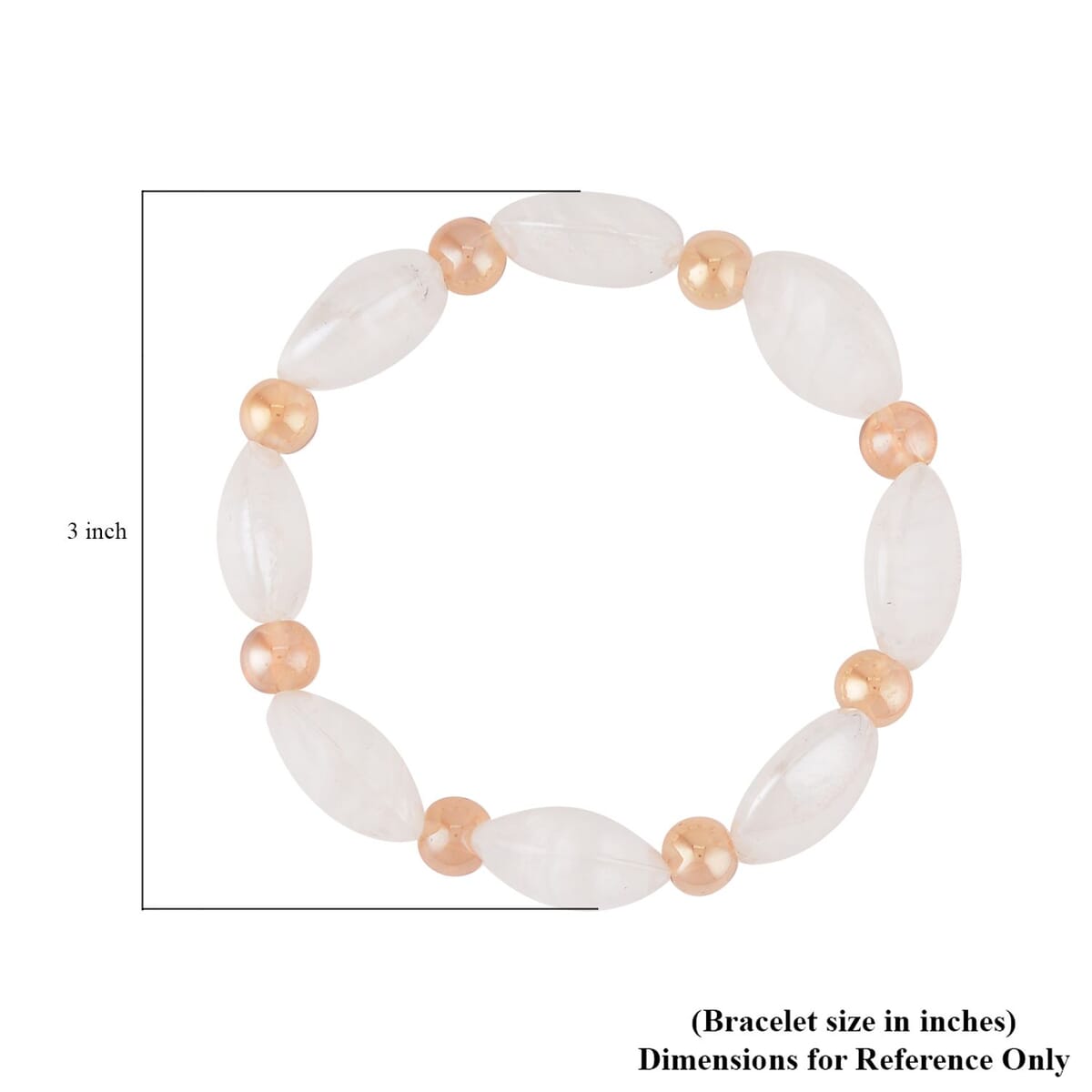 White Color Murano Style and Champagne Glass Beaded Stretch Bracelet image number 2