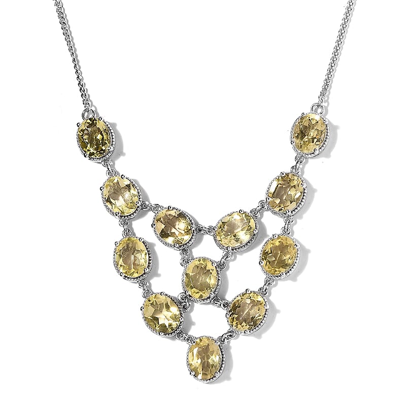 Ouro Verde Quartz Necklace 18-20 Inches in Platinum Over Sterling Silver 29.00 ctw