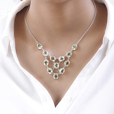 Ouro Verde Quartz Necklace 18-20 Inches in Platinum Over Sterling Silver 29.00 ctw