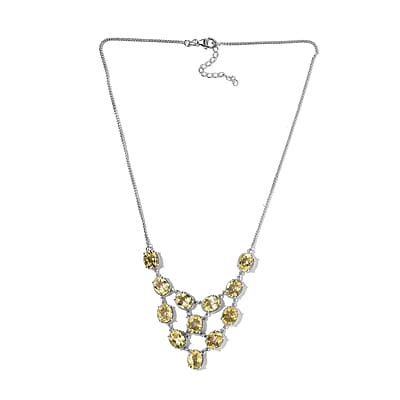 Ouro Verde Quartz Necklace 18-20 Inches in Platinum Over Sterling Silver 29.00 ctw