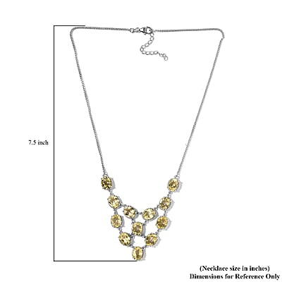 Ouro Verde Quartz Necklace 18-20 Inches in Platinum Over Sterling Silver 29.00 ctw