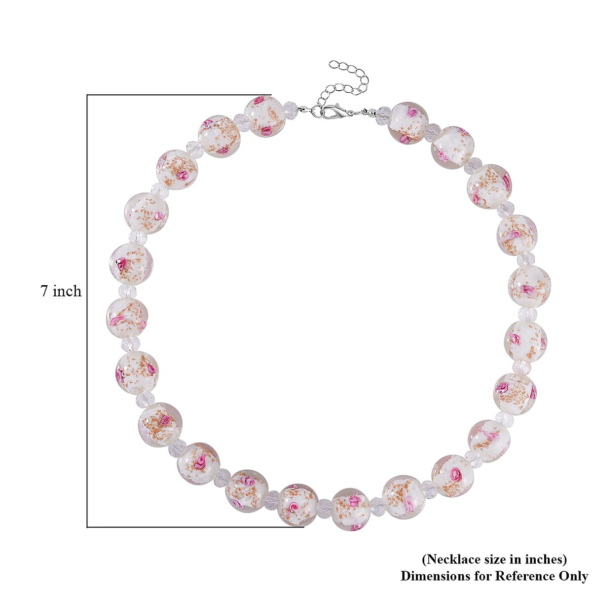 White Color Murano Style and White Glass Beaded Necklace 20-22 Inches in Silvertone image number 5
