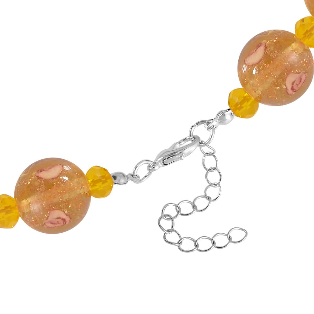 Champagne Color Murano Style and Champagne Glass Beaded Necklace 20-22 Inches in Silvertone image number 4