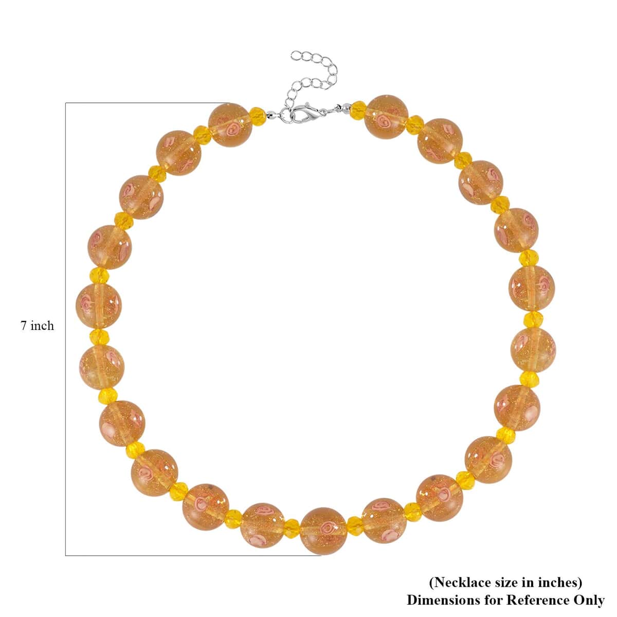 Champagne Color Murano Style and Champagne Glass Beaded Necklace 20-22 Inches in Silvertone image number 5