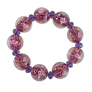 Magic Color Murano Style and Purple Glass Beaded Stretch Bracelet