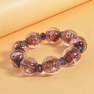 Magic Color Murano Style and Purple Glass Beaded Stretch Bracelet