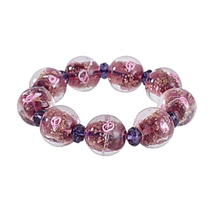 Magic Color Murano Style and Purple Glass Beaded Stretch Bracelet