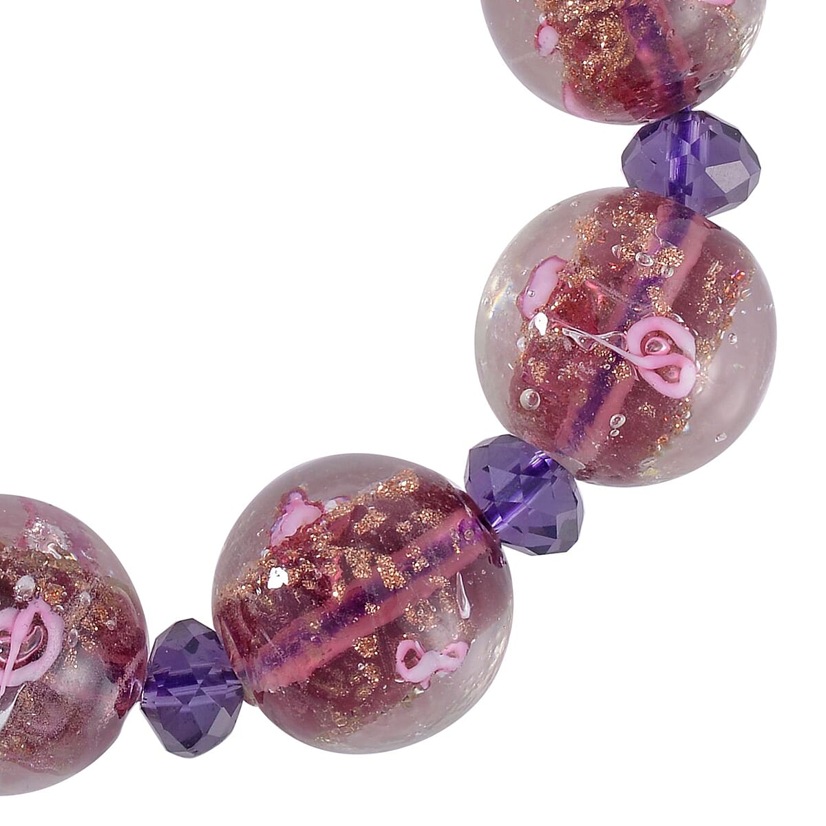 Magic Color Murano Style and Purple Glass Beaded Stretch Bracelet image number 3