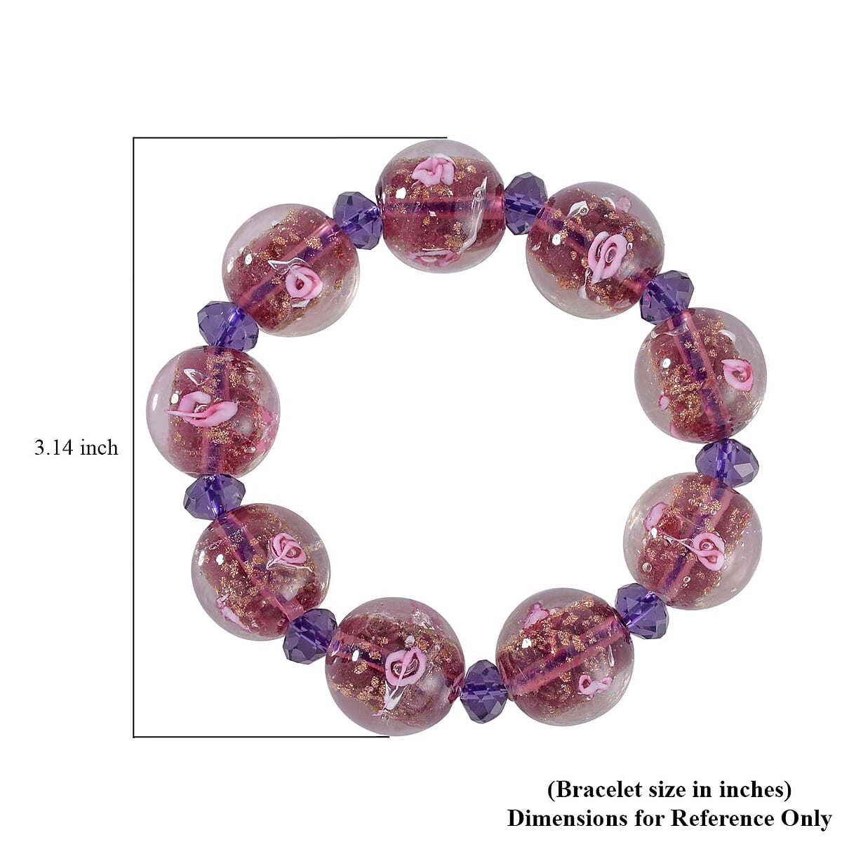Magic Color Murano Style and Purple Glass Beaded Stretch Bracelet image number 4