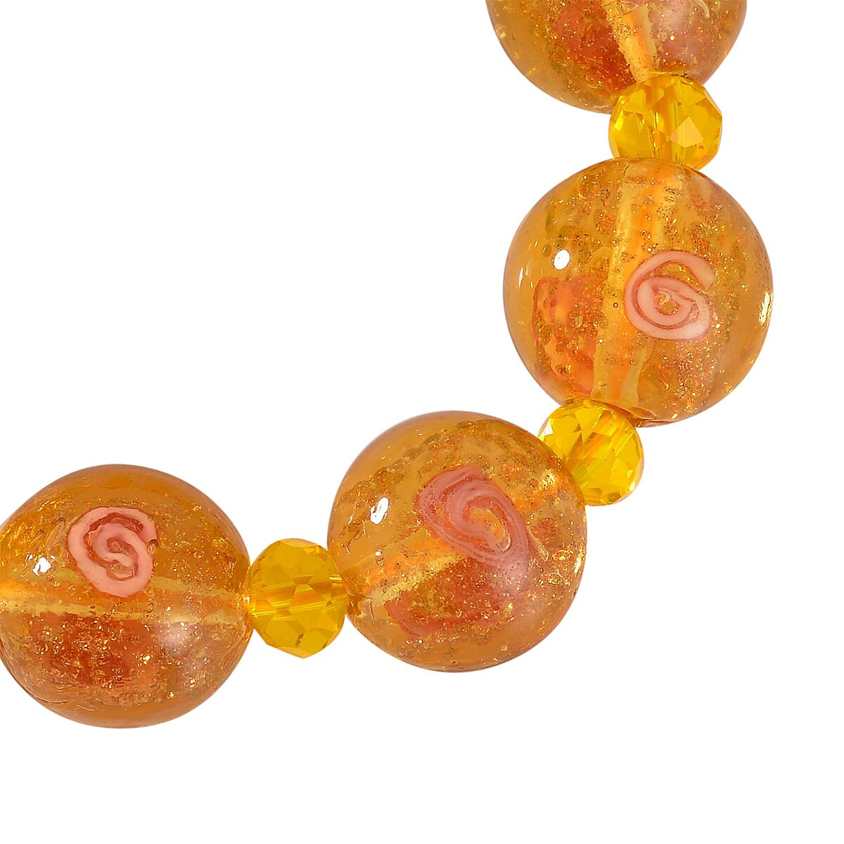 Champagne Color Murano Style and Champagne Glass Beaded Stretch Bracelet image number 3