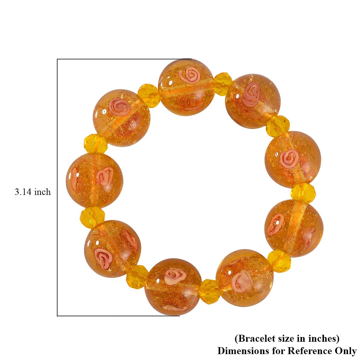 Champagne Color Murano Style and Champagne Glass Beaded Stretch Bracelet image number 4