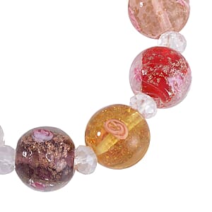 Multi Color Murano Style and Multi Glass Beaded Stretch Bracelet