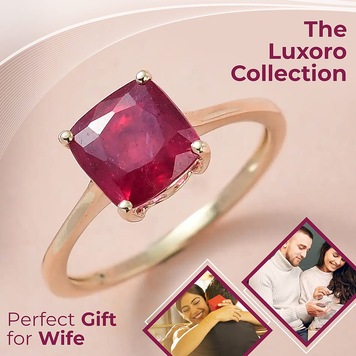 Luxoro Premium Niassa Ruby Solitaire Ring, 10K Yellow Gold Ring, Ruby Ring, Wedding Ring, Rings For Her 3.60 ctw (Size 9) image number 1