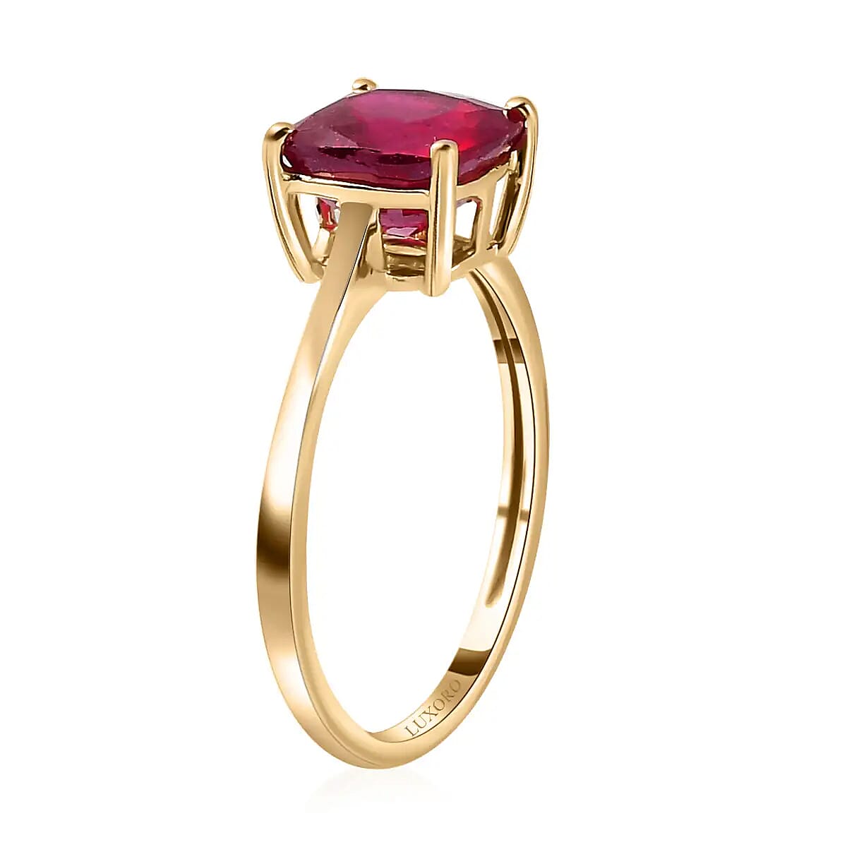 Luxoro Premium Niassa Ruby Solitaire Ring, 10K Yellow Gold Ring, Ruby Ring, Wedding Ring, Rings For Her 3.60 ctw (Size 9) image number 4