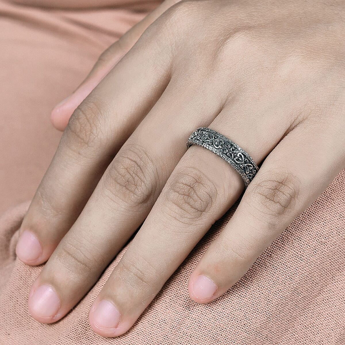 Bali Legacy Sterling Silver Filigree Band Ring (Size 9.0) 4.50 Grams image number 2